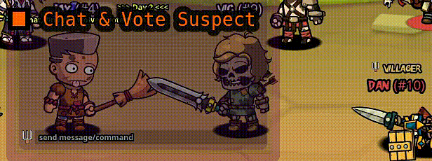 an animated gif of villagers accusing each others in the social deduction game spooky night